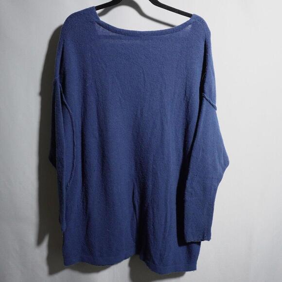 Free People Wool Yak Blnd V Neck Oversized Slouchy Blue Sweater Lagenlook Boho S - Picture 3 of 6